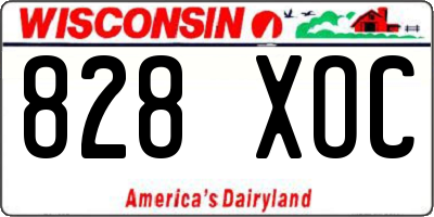 WI license plate 828XOC