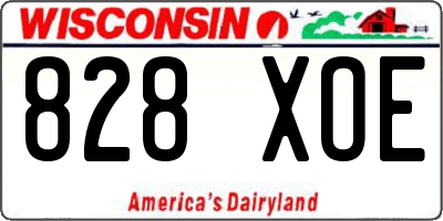 WI license plate 828XOE