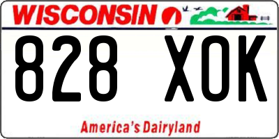 WI license plate 828XOK