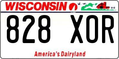 WI license plate 828XOR