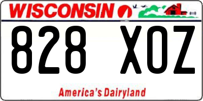 WI license plate 828XOZ