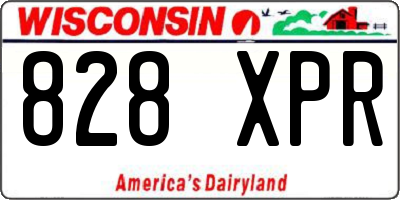 WI license plate 828XPR