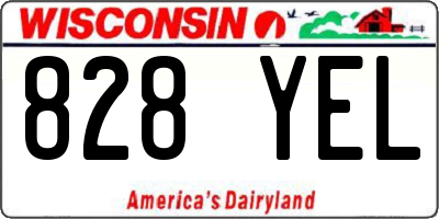 WI license plate 828YEL