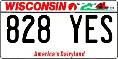 WI license plate 828YES