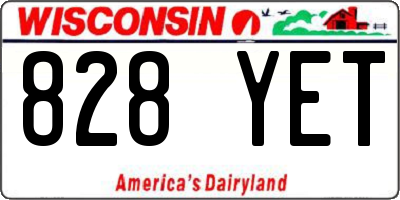 WI license plate 828YET