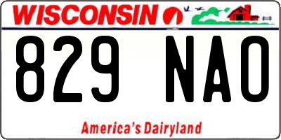 WI license plate 829NAO