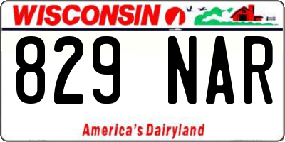 WI license plate 829NAR