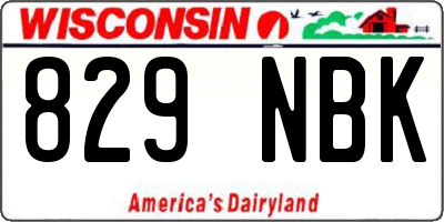 WI license plate 829NBK