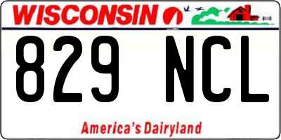 WI license plate 829NCL