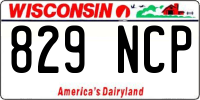 WI license plate 829NCP