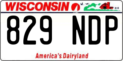 WI license plate 829NDP