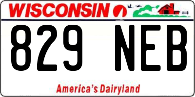 WI license plate 829NEB