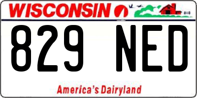 WI license plate 829NED