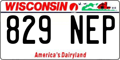 WI license plate 829NEP