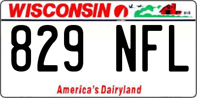 WI license plate 829NFL