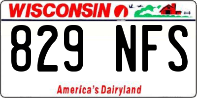 WI license plate 829NFS