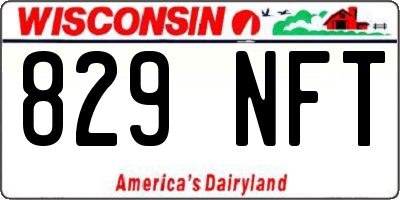 WI license plate 829NFT