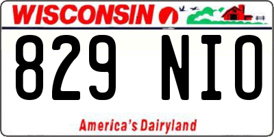 WI license plate 829NIO