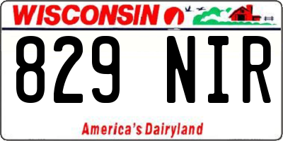 WI license plate 829NIR