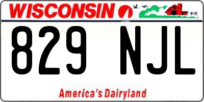 WI license plate 829NJL
