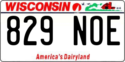 WI license plate 829NOE