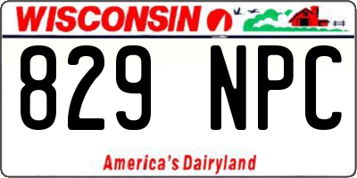 WI license plate 829NPC