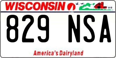 WI license plate 829NSA
