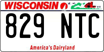 WI license plate 829NTC