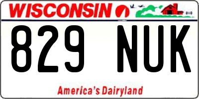 WI license plate 829NUK