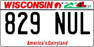 WI license plate 829NUL