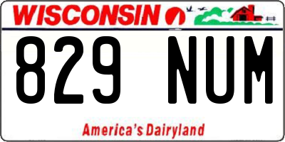 WI license plate 829NUM
