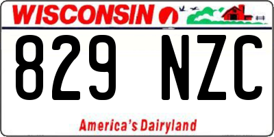 WI license plate 829NZC