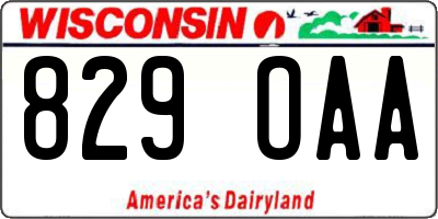 WI license plate 829OAA