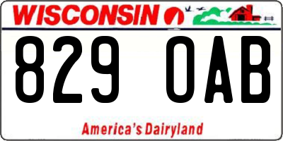 WI license plate 829OAB