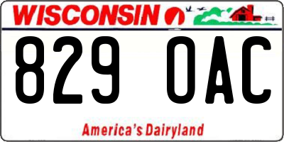 WI license plate 829OAC