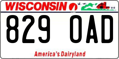 WI license plate 829OAD