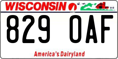 WI license plate 829OAF