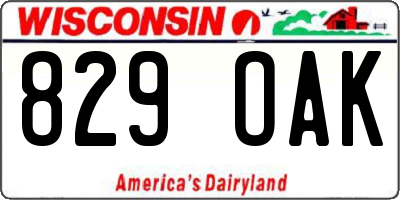 WI license plate 829OAK