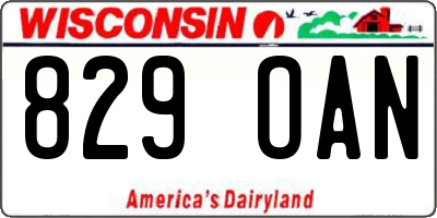 WI license plate 829OAN