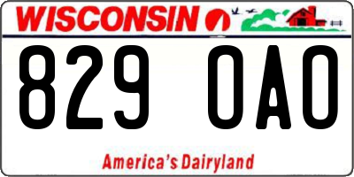 WI license plate 829OAO