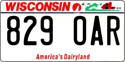 WI license plate 829OAR