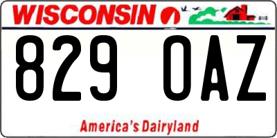 WI license plate 829OAZ