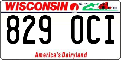 WI license plate 829OCI