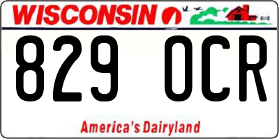 WI license plate 829OCR