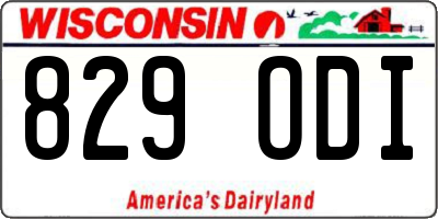 WI license plate 829ODI