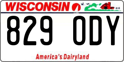 WI license plate 829ODY
