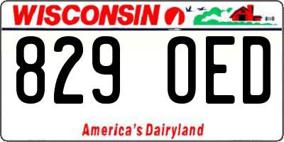 WI license plate 829OED