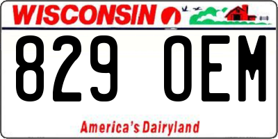 WI license plate 829OEM