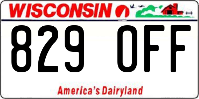 WI license plate 829OFF