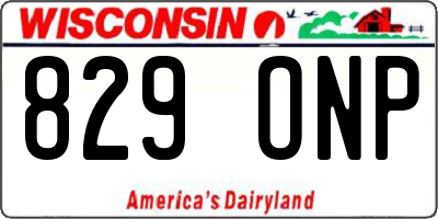 WI license plate 829ONP
